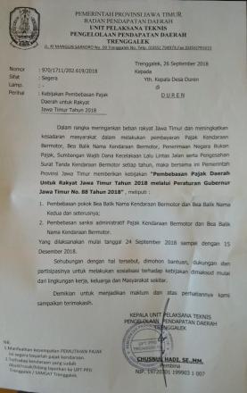 KEBIJAKAN PEMBEBASAN PAJAK DAERAH UNTUK RAKYAT JAWA TIMUR TAHUN 2018